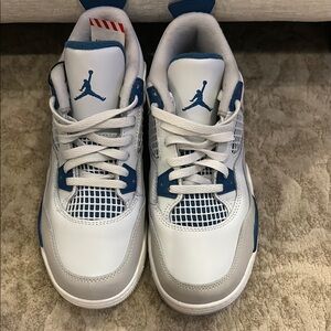 Jordan White and Blue Sneakers Classic Air Design